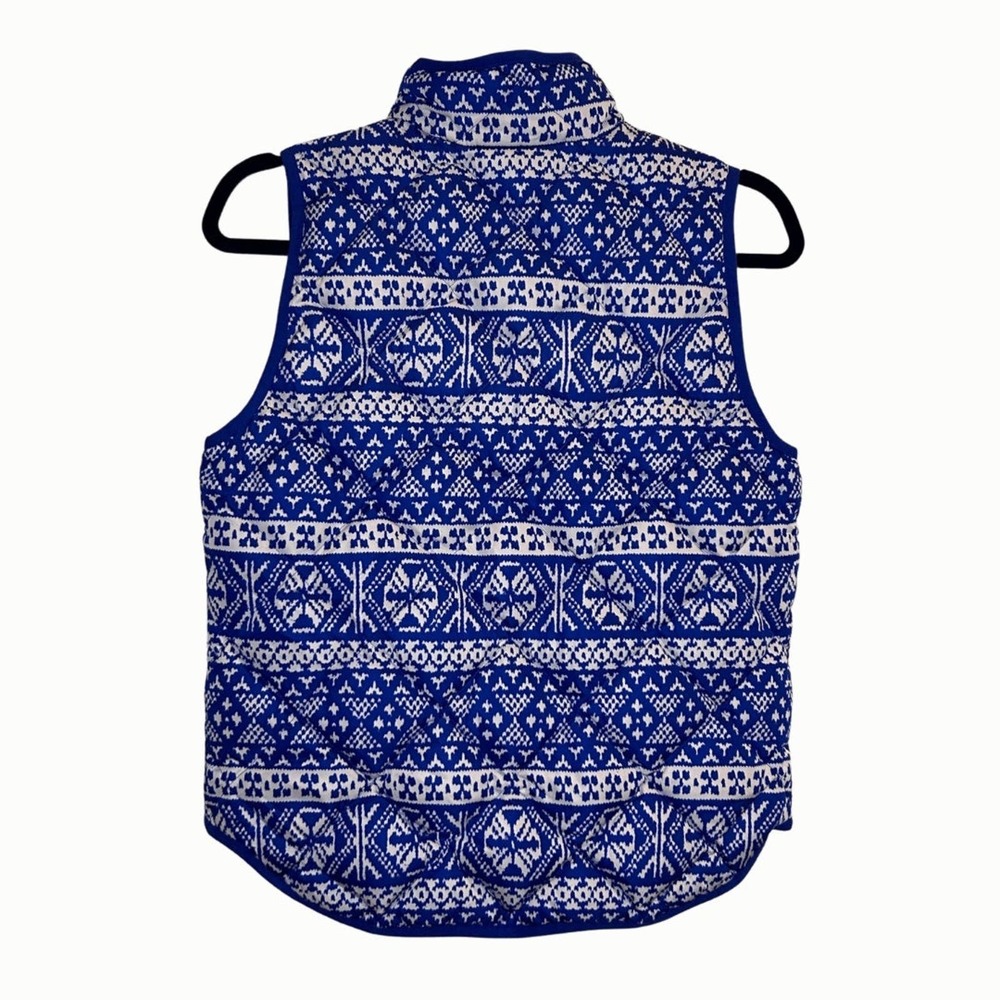 J.Crew Black Label Blue Nordic Vest White Winter Detail Size Medium Preppy - Picture 2 of 9